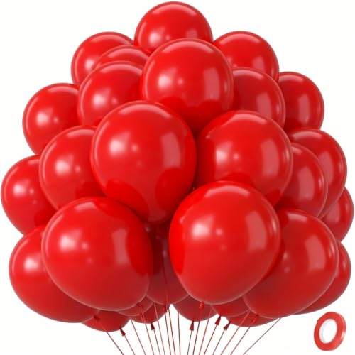 Palloncini Rossi, 100 Pezzi Palloncini Compleanno Rosso Modellabili In Lattice, Decorazioni Rossi per Compleanno Anniversario Fidanzamento Matrimonio Baby Shower laurea Feste Decorazioni 12 Pollici