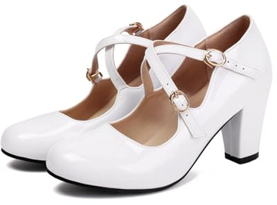 Dirndl - Scarpe da donna per costume tradizionale bavarese, con tacco, scarpe da sera, con cinturino, tacco a blocco, scarpe da sposa, scarpe da sposa, stile vintage, per Oktoberfest
