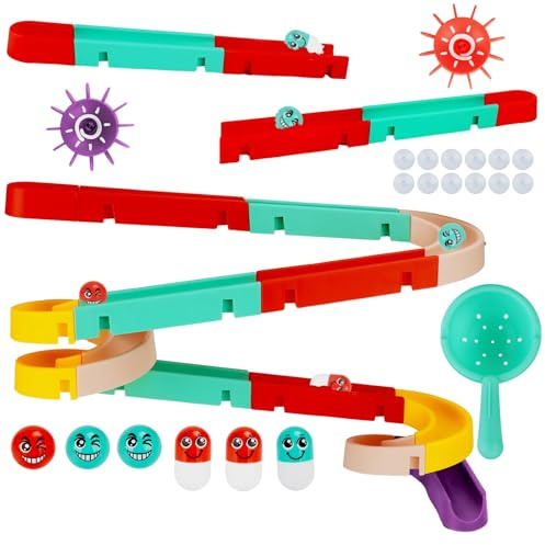 JOYBOY Giochi Bagnetto Neonato,Giocattoli da Bagno a Scivolo d'acqua Fai da Te per Bambini,Giochi Bagno con Cerniera Giochi Acqua Rotanti Watermill,Giocattolo Bagno Doccia e Nuoto per Bambino