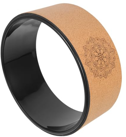 IMIKEYA Rueda de Yoga Antideslizante de Corcho Natural 1 Unidad, Rodillo Circular para Entrenamiento de Espalda, Pilates y Flexión Hacia Atrás, Accesorio de Fitness para Mejorar