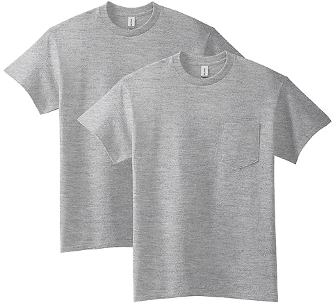 Gildan Adult Ultra Cotton T-Shirt with Pocket, Style G2300, 2-Pack, Sport Grey, X-Large