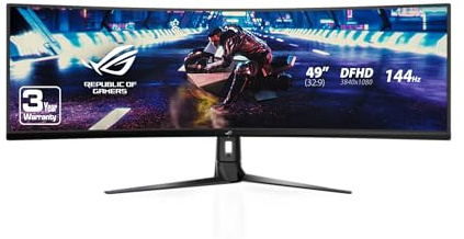 ASUS ROG Strix XG49VQ 49” Curved Gaming FreeSync Monitor 144Hz Dual Full HD HDR Eye Care with DP HDMI Black