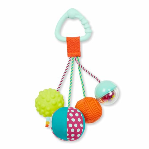 B. toys - Sounds So Squeezy - Sensible Baby-Rassel - Baby-Spielzeug - 4 Bälle & Clip - Farben, Texturen und Geräusche - 3 Monate +