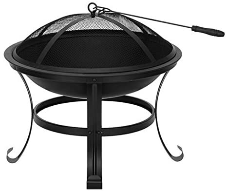 LIUXUEFE Pista de Fuego, Parrilla de leña al Aire Libre de 22 Pulgadas, tazón de Cuenco de Acero con Pantalla de Chispa, Rejilla de Fuego, Camping Peach Poker by