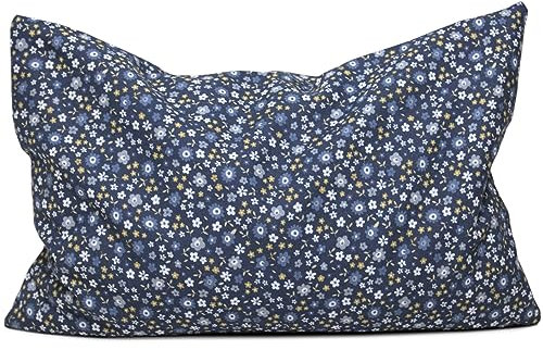 Bio Lavendelkissen 30x20cm, Bio-Bezug Blümchen-blau + Bio Inlett natur/Duftkissen Kräuterkissen