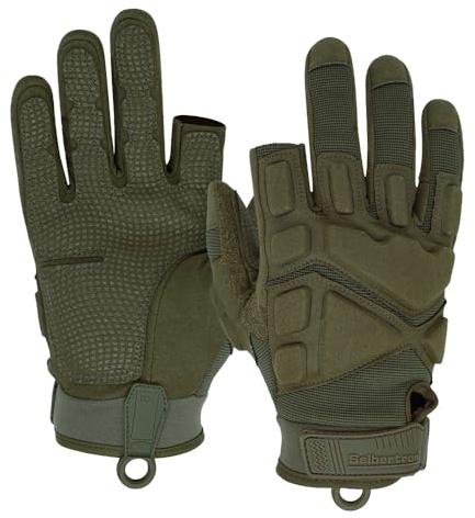 Seibertron Patented S.O.L.A.G-HI 2.0 Guantes Pantalla táctil tácticos Impermeables de protección de Impacto Airsoft Caza Senderismo equitación Ciclismo Motocicleta Escalada Medio Dedo Green S