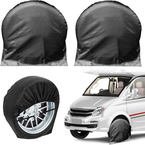Raxfekro Set of 2 Wheel Covers for Caravans, Motorhome Black (72.5 x 72.5 cm), Suitable for Cars, Caravans, Motorhomes, Trailers etc