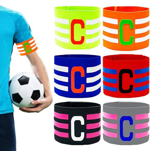UZSUZZ 6PCS Football Captains Armbands, Multicolor Adjustable Football Armband for Kids Youth Adult Ball Games, Durable Elastic Football Captain Bands for Soccer Hockey Rugby Netball