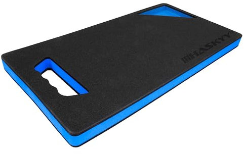 HASKYY Kniebrett Kniekissen Kniematte mit Griffmulde & Werkzeugablage - Professioneller Knieschutz Knieschoner aus Eva Schaumstoff - 44,8x23cm - Blau/Schwarz - Robuste Knieunterlage