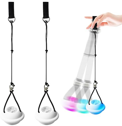 GBKDQQ Pelotas LED Poi: 2 bolas de malabares luminosas con colores del arco iris y efecto estroboscópico, bolas de malabares LED Poi para fiestas, festivales, danzas y exteriores