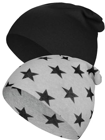 Kiiwah 2 Pezzi Berretto Bambino, Cappello Cotone Bambino Unisex Berretto per Ragazzi e Ragazze, Cappellino Bambina Invernale in Doppio Strato per Primavera, Autunno, Inverno