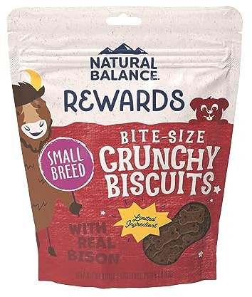 Natural Balance Limited Ingredient Rewards Crunchy Biscuits, Bite-Size Grain-Free Dog Treats for Small-Breed Adult Dogs, Made with Real Bison, 8 Ounce (Pack of 1)