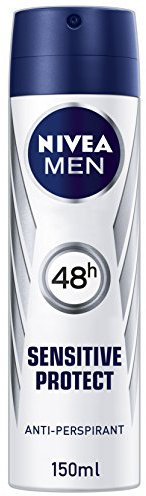 NIVEA Men Sensitive Protect Spray (150ml), Reliable 48H Protection Anti-Perspirant for Men, Gentle Deodorant Spray for Sensitive Skin