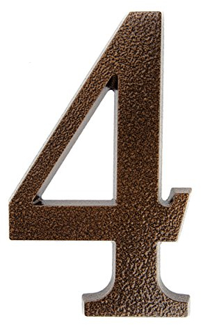 HUBER Hausnummer 4 aus Aluminium 20 cm I Hausnummern für Haus & Tür I Hausnummer XL I Hausnummernschilder in edlem Kupfer 3D Design, pulverbeschichtet