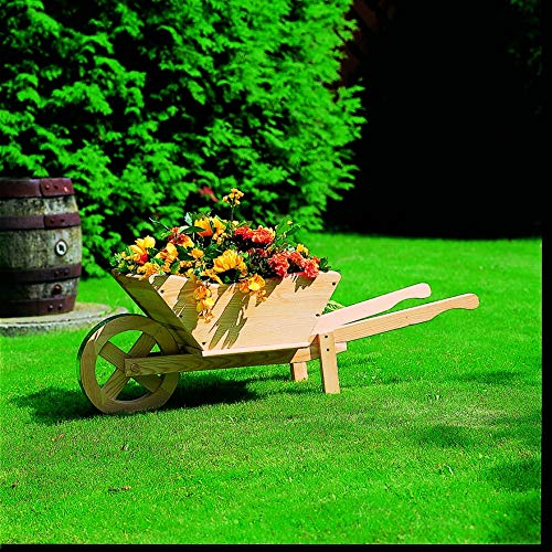Beauty.Scouts Pflanzkarre Blumenkarre Viola Karre Natur Kiefernholz unbehandelt 113x32x40cm Blumenkasten Pflanzschubkarre Pflanzenkarre Gartendekoration