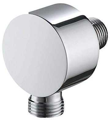 Solid Brass Wall Mount Supply Elbow for Hand Shower Round Spray Head Elbow Wall-Mounted Angle Valve Concealed Polished Chrome (Silver Round 558643)