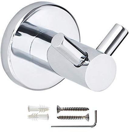 PENTAUSA - Ganci per asciugamani da bagno, doppio gancio in acciaio inox, per montaggio a parete, perfetto per doccia, accappatoio e vestiti, in nichel spazzolato resistente