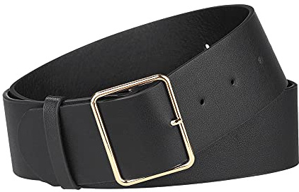 Allegra K Cinture in Pelle PU per Donna Fibbia ad Ardiglione in Metallo Cintura Larghezza da 5cm per Pantaloni Eleganti Nero Adatta Vita 77-95 cm/30-37