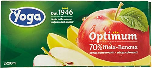 Yoga Succo Optimum Mela e Banana Brick 8 Confezioni da 3 x 200 ml Formato Famiglia