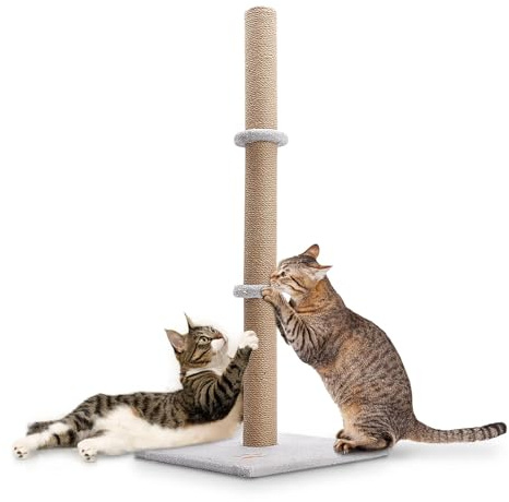 Supernic Cats Scratching Post Tall 89cm Cat Tree Cat Pet Vertical Climbing Resting Activity Tower with Soft Plush Carpet Covered Heavy Base and Sisal Pole for Kittens and Adult Cats (Grey)