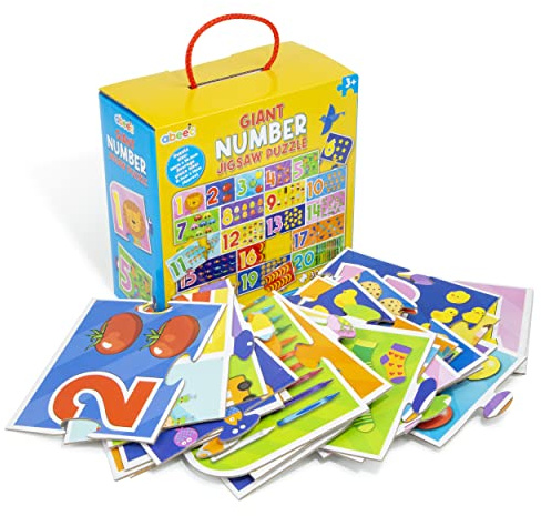 abeec Giant Number Puzzles - Floor Jigsaw Puzzles For Kids - Includes 30 Giant Floor Puzzle Pieces - Educational Toys - Toddler Games - Number Puzzle