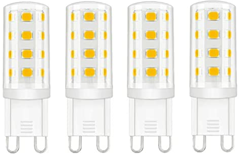 Lamkrtlp Lampadina LED G9 3W, 380lm, Equivalente 30W alogeno, Bianco caldo 3000K, 220-240V, CRI 85, NON dimmerabile, Risparmio energetico, Base in ceramica, Base standard G9, 4 Pezzi