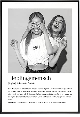 HEI Print Lieblingsmensch Geschenk zum Geburtstag - Geburtstagsgeschenk für die beste Freundin, Lieblingsmensch Bild für Freundinnen, personalisiertes Poster mit Definition