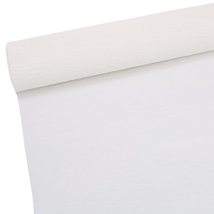 ODETOJOY Rouleau de papier crépon blanc de qualité supérieure pour la fabrication de fleurs, largeur de 25 cm, longueur de 2,5 m