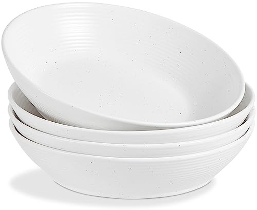 ONEMORE - Set di 4 ciotole per pasta, 1.2 l, grandi ciotole per insalata da 23 cm per cucina, ciotole da zuppa in ceramica sfumata rotonde, ciotole da portata larghe e poco profonde, adatte a