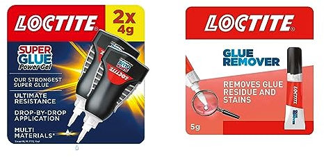 Loctite Super Glue Power Gel, Flexible Super Glue Gel, Superglue with Non-Drip Formula for Vertical Applications, Clear Glue with Precise Nozzle, 2x4g, Loctite Glue Remover