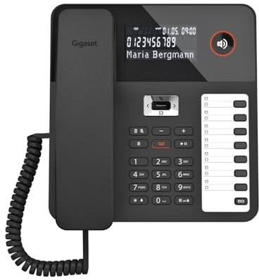 Gigaset Desk 800A - Schnurgebundenes Telefon mit Anrufbeantworter - dreizeiliges LCD-Display - 5 Wege Navigationstaste - Freisprechfunktion - MFV- oder Impulswahl, schwarz [Deutsche Version]