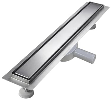 sunrik Duschränna 110 cm, kakelbar duschränna extra platt, rostfritt stål golvbrunn komplett set med 360° sifon hårsil