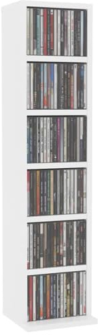 Homgoday Armadio CD con 6 scomparti aperti 21 x 20 x 88 cm legno di ingegneria torre CD, mobile di immagazzinaggio DVD, scaffale CD e DVD per soggiorno, camera da letto, ufficio