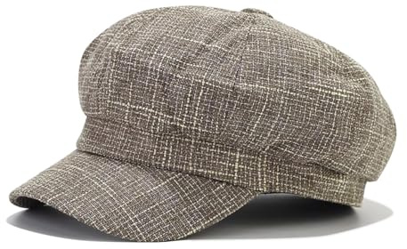 JFAN Sombrero Octogonal Boinas Gorras de Mujer Gorra Newsboy Classic Plaid Mujer Sombrero bombín Estilo Vintage Gorra Globo de Tela Suave para señoras Primavera/Verano