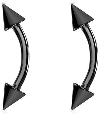 Juveltunna 2 st böjda barbeller ögonbryn piercing barer rock daith banan kropp smycken stång 16G (1,2 mm) 6 mm, 8 mm 10 mm 12 mm längd med 3 mm koner spikpar, 10 millimeters, 316L kirurgiskt stål