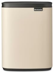 Brabantia Bo Waste Bin 7L | Compact Rectangular Rubbish Bin with Soft-Close Lid and Removable Inner Bucket | Wall-Mountable or Freestanding Design for Bathroom, Kitchen, or Office | Soft Beige