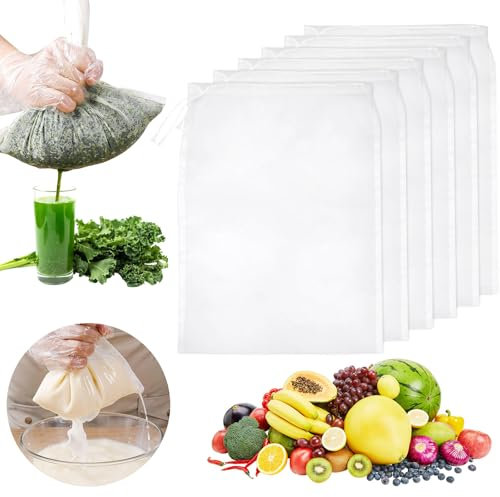 Cheese Cloth Pour Fromage, 20x30cm Réutilisables Mousseline Alimentaire, En nylon bio Avec Cordon de Serrage, Jus de fruits, Jus de Légumes(3PCS)