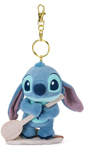 Disney Store Official peluche portachiavi Stitch Surfista, H14 x L10 x P5 cm, peluche con portachiavi rimovibile, 1+