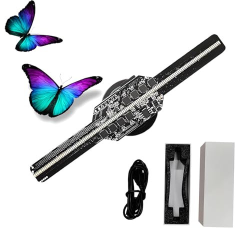 Projecteur De Fan Hologramme 3D, Affichage Holographique 14cm avec 128 Perles LED, Contrôle D'applications Et Matériaux Gratuits, pour Une Utilisation à Domicile Et Publicitaire