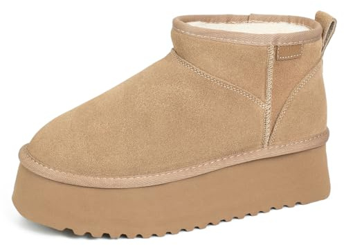 XUNBAI Ultra Mini Bottes pour Femmes, Bottes de Neige d'hiver Classiques en Daim pour Femmes, Bottes Confortables et Chaudes antidérapantes et en Fausse Fourrure