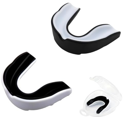 Sport Mundschutz Hochwertiger Zahnschutz für Vollkontakt-Sportarten wie Rugby, MMA, Kampfsport, Hockey und Boxen, Sicherer Halt und Schutz (Schwarz Weiß + Weiß Schwarz)