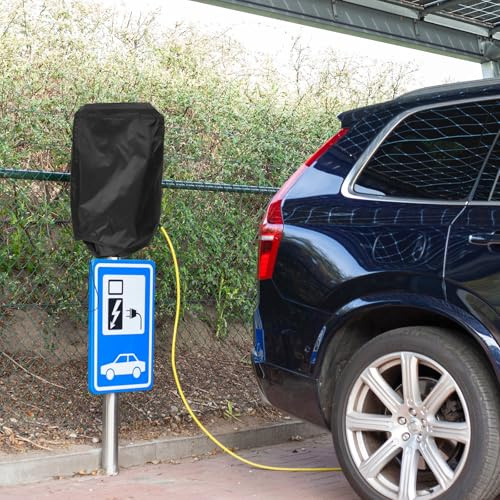 ifundom Couvercle de Protection Imperméable pour Borne de Recharge Véhicule Électrique Housse Noire 25X35X70 CM Protection Pluie Neige et Poussière pour Station de Charge Extérieure