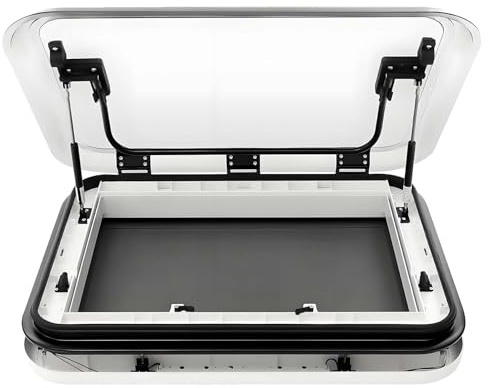 Ventana de Techo para Camping-Car, Ojo de Buey Deslizante, Marco de Aluminio/ABS, Acrílico U-V de Doble Capa, LED/Persiana, Fácil Instalación 25-60mm para Caravanas/Remolques(700*500mm)