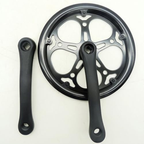 Helilyco 40-52T Pieghevole per Bicicletta Singola Velocità Corona con Manovella 170mm e Guarnitura Foro Quadrato, per Nero