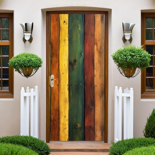 Marrone Adesivi per Porte 77x200 cm Strisce di legno Autoadesivi Poster Murale in Vinile Rimovibile Stacca e Attacca per Soggiorno e Camera da Letto