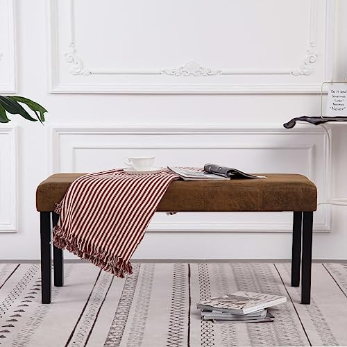 Plumbpyr Panca da 106 cm, effetto camoscio con telaio in legno, resistente, moderna panchina per corridoio e spogliatoio, rettangolare, semplice