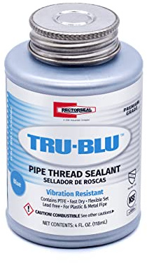 RectorSeal Tru-Blu 31631 Pipe Thread Sealant, Fast-Dry, PTFE Enriched, Plumbing, Designed for high Vibration environments and Thermal Expansion/Contraction, 1/4 Pint