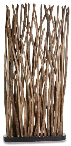 LOBERON Paravent Woody - Natürlicher Raumteiler aus Wiederaufbereitetem Treibholz & Mahagoniholz - Sichtschutz Balkon & Garten - ca. 170cm x 80cm