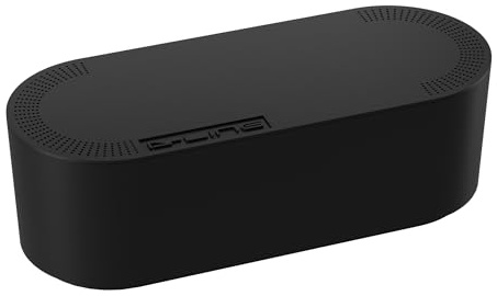 D-Line Cable Management Box, Power Strip Holder, Floor Outlet Hiders, Desk Cord Organizer, Cover TV Wires, Wire Storage, Extension Hider, Office Concealer for Cords, Baby Proof Cables - Large, Black