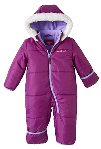 Pink Platinum Baby Girls Snowsuit Onesie - Breathable Infant Newborn Onesies Hooded Winter Suit Baby Girls Clothes, Size 9/12M, Plum